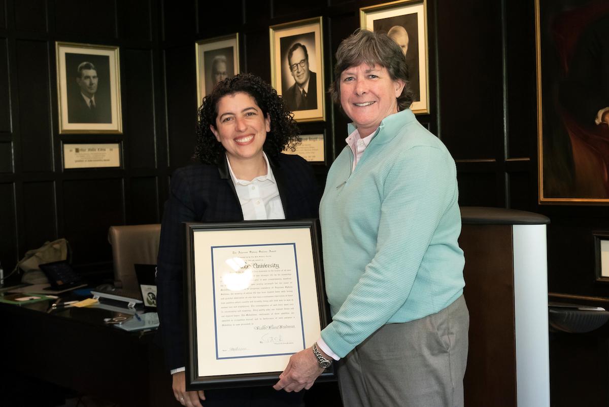 Rabbi Elana Friedman with Interim Provost Jennifer Francis